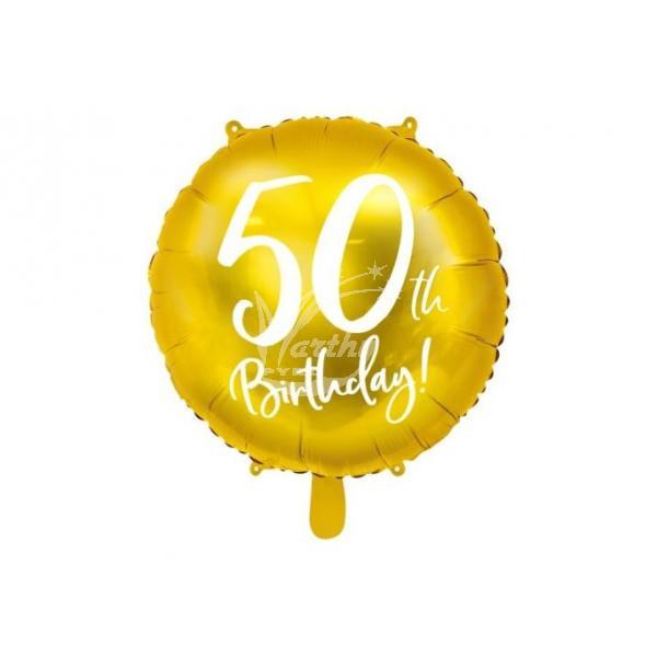 Fóliový balónek zlatý s číslem 50 - 45 cm  - Kliknutím zobrazíte detail obrázku.