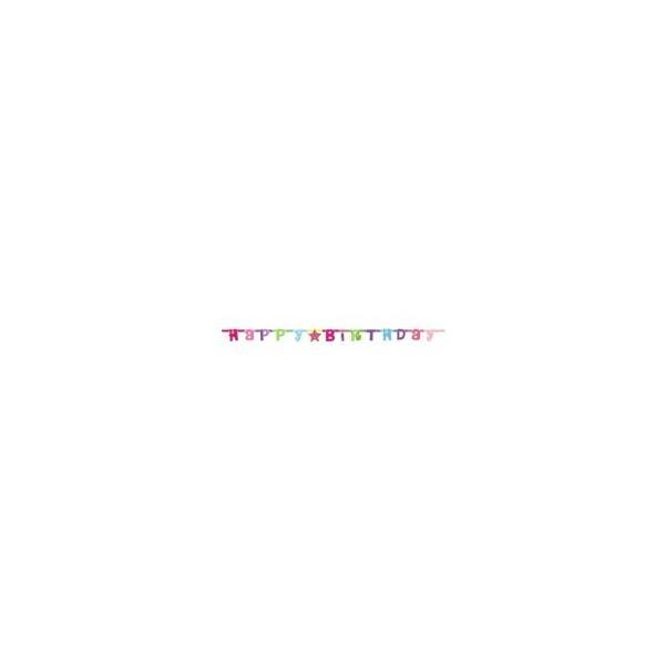 Happy Birthday -girlanda 180 cm růžová - Kliknutím zobrazíte detail obrázku.