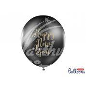 Balónek 30cm metalický černý - HAPPY NEW YEAR