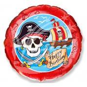 Balón fóliový 45 cm Happy Birthday - Piráti