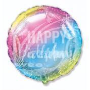 Fóliový balónek Happy Birthday duhový - 45 cm 