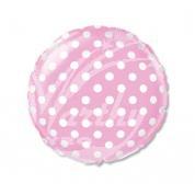 Balón fóliový 45 cm růžový s bílými puntíky