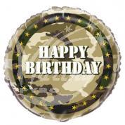 Balón fóliový 46 cm Army - Happy Birthday
