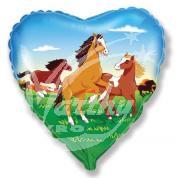 Balón fóliový 45 cm srdce - koně