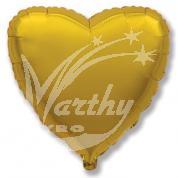 Balón fóliový 45 cm Srdce - zlaté