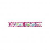 Happy Birthday Banner -girlanda 180 cm růžová