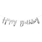Happy Birthday Banner -girlanda 150 cm stříbrná