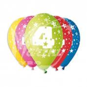 Balónky potisk čísla \"4\" (5ks)