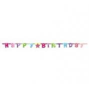 Happy Birthday -girlanda 180 cm růžová