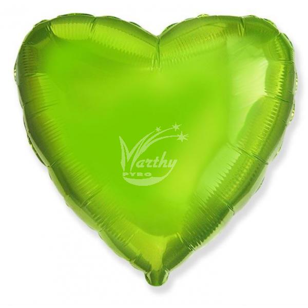 Balón fóliový 45 cm Srdce - zelená limetka - Kliknutím zobrazíte detail obrázku.