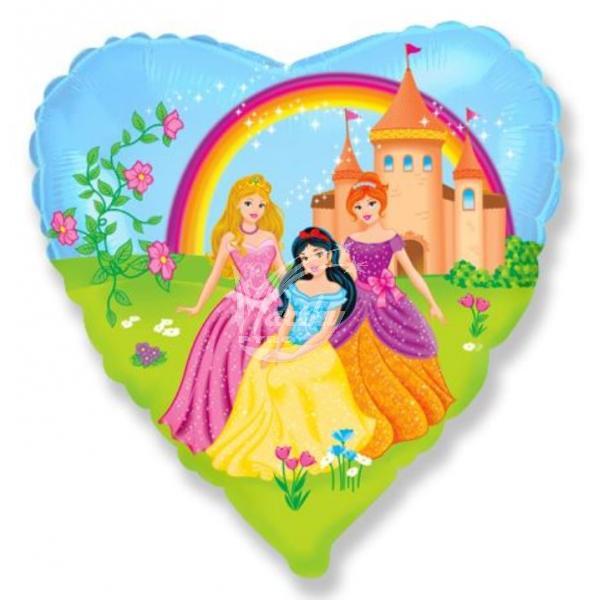 Balón fóliový 45 cm srdce - princezny - Kliknutím zobrazíte detail obrázku.