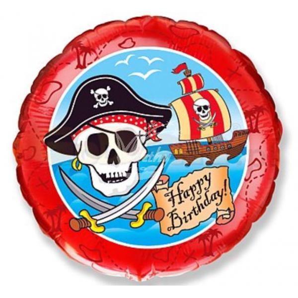 Balón fóliový 45 cm Happy Birthday - Piráti - Kliknutím zobrazíte detail obrázku.