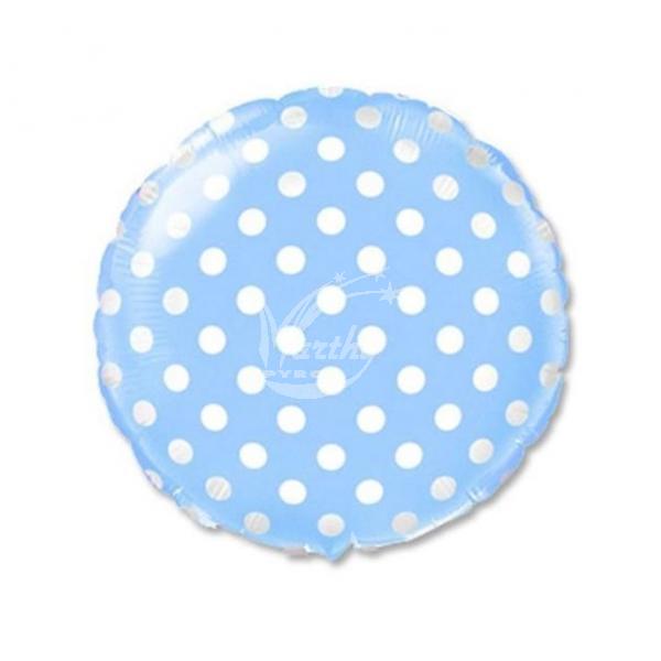 Balón fóliový 45 cm modrý s bílými puntíky - Kliknutím zobrazíte detail obrázku.
