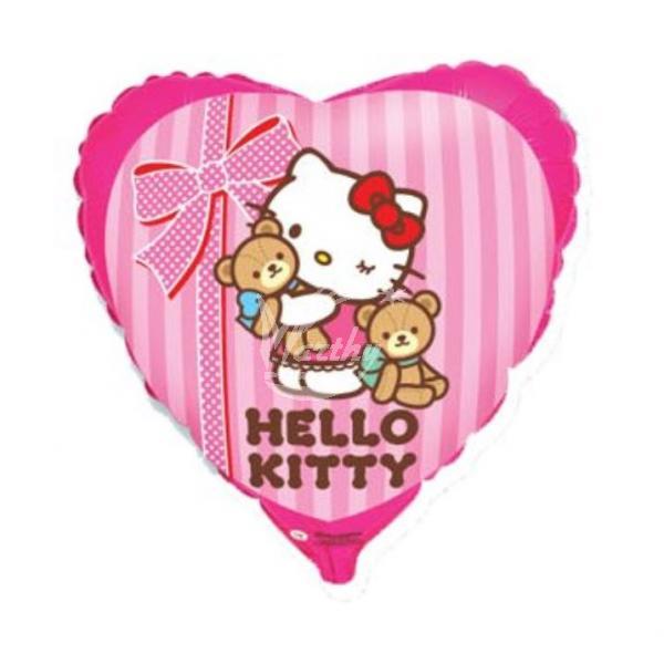 Balón fóliový 45 cm srdce - Hello Kitty - Kliknutím zobrazíte detail obrázku.