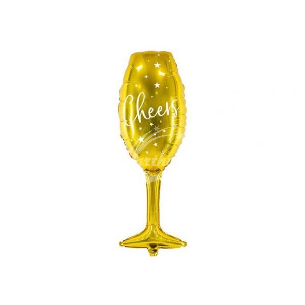 Balón fóliový Sklenice šampaňského - champagne "Cheers" 28x80 cm - Kliknutím zobrazíte detail obrázku.