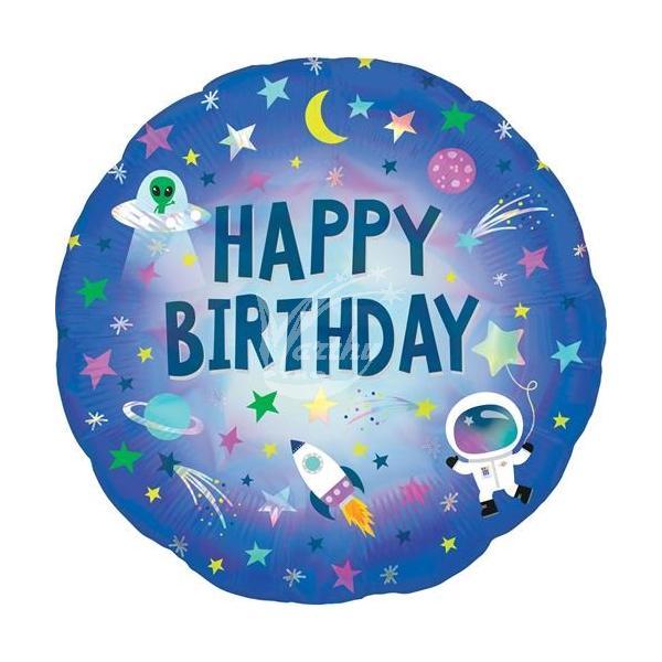 Balón fóliový 45 cm vesmír - Happy Birthday - Kliknutím zobrazíte detail obrázku.