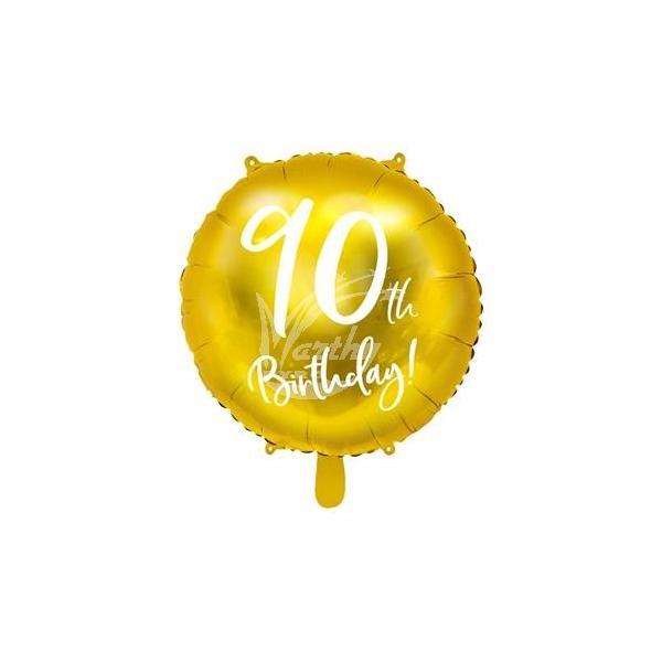 Fóliový balónek zlatý s číslem 90 - 45 cm  - Kliknutím zobrazíte detail obrázku.