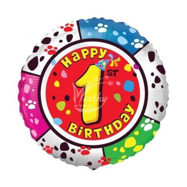Fóliový balónek Happy Birthday s číslem 1 - 45 cm  - Kliknutím zobrazíte detail obrázku.
