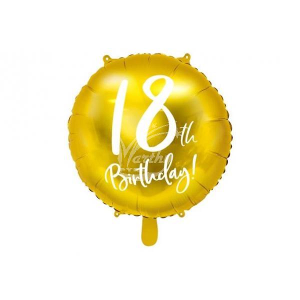 Fóliový balónek zlatý s číslem 18 - 45 cm  - Kliknutím zobrazíte detail obrázku.