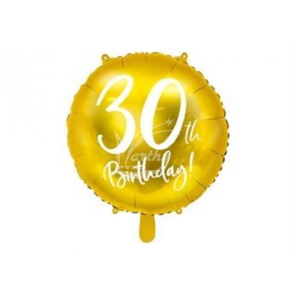 Fóliový balónek zlatý s číslem 30 - 45 cm  - Kliknutím zobrazíte detail obrázku.