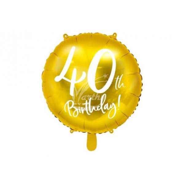 Fóliový balónek zlatý s číslem 40 - 45 cm  - Kliknutím zobrazíte detail obrázku.