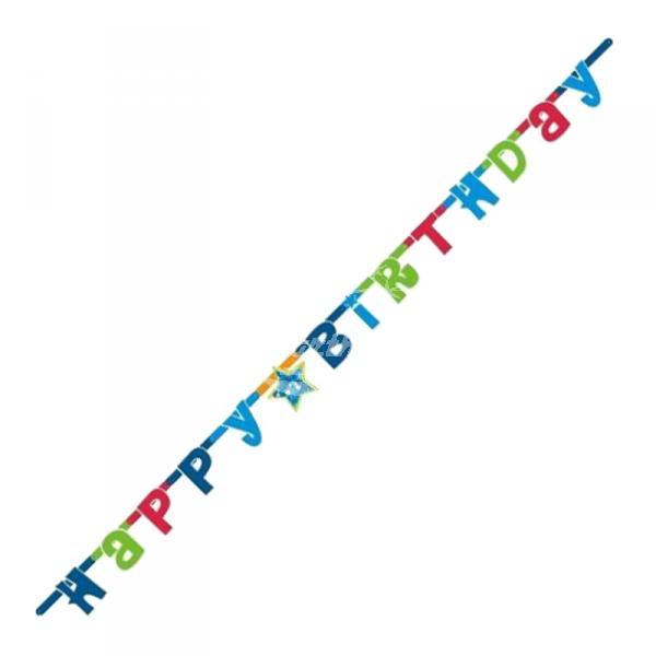 Happy Birthday -girlanda 180 cm modrá - Kliknutím zobrazíte detail obrázku.