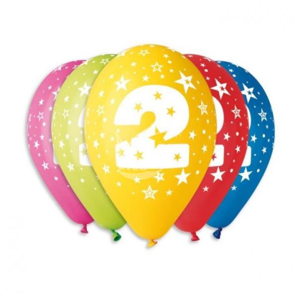Balónky potisk čísla "2" (5ks) - Kliknutím zobrazíte detail obrázku.