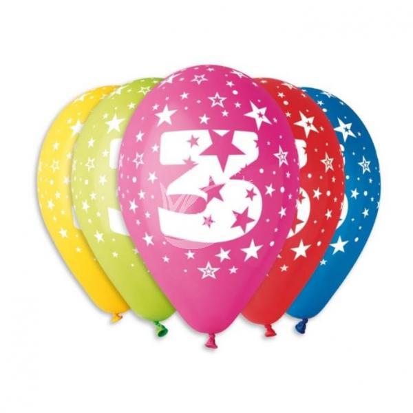 Balónky potisk čísla "3" (5ks) - Kliknutím zobrazíte detail obrázku.
