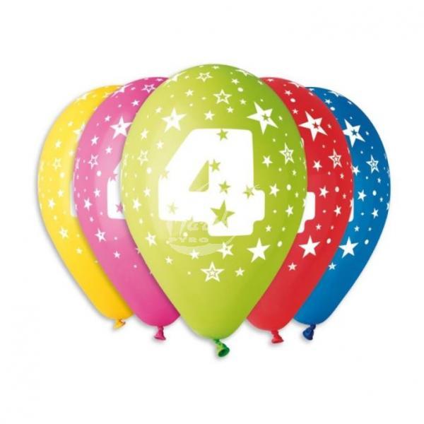 Balónky potisk čísla "4" (5ks) - Kliknutím zobrazíte detail obrázku.