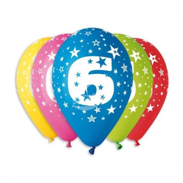 Balónky potisk čísla "6" (5ks) - Kliknutím zobrazíte detail obrázku.